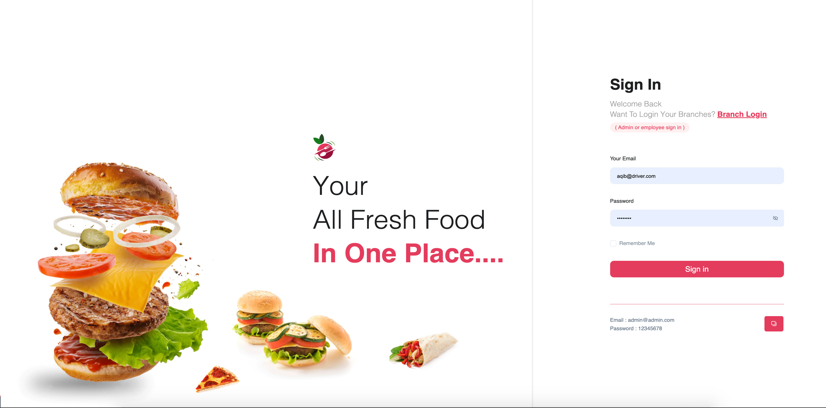 Hungers Restaurant Admin Panel